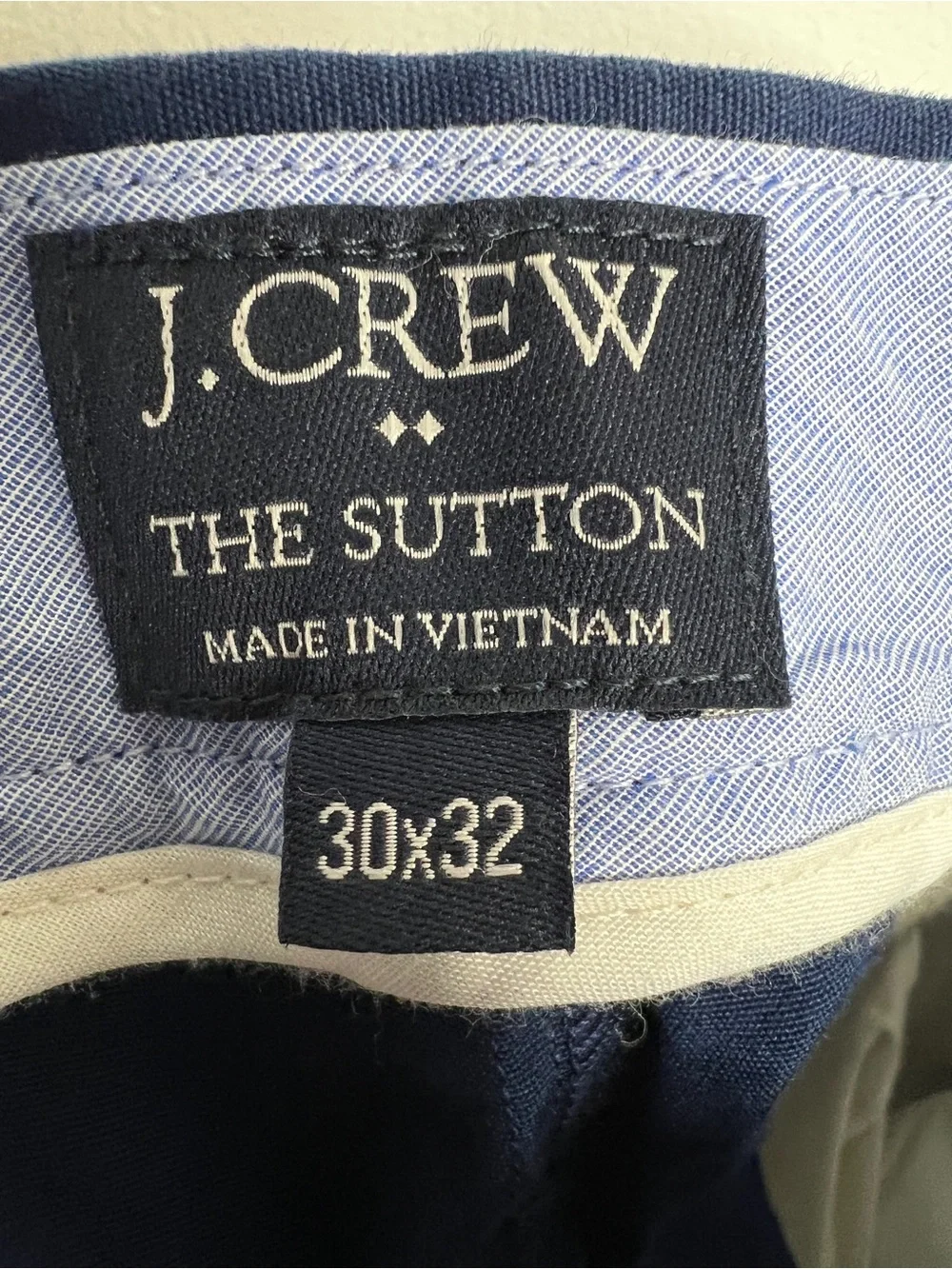 J.Crew The Sutton Navy Blue Summerweight Cotton Chino Pants 30x32
